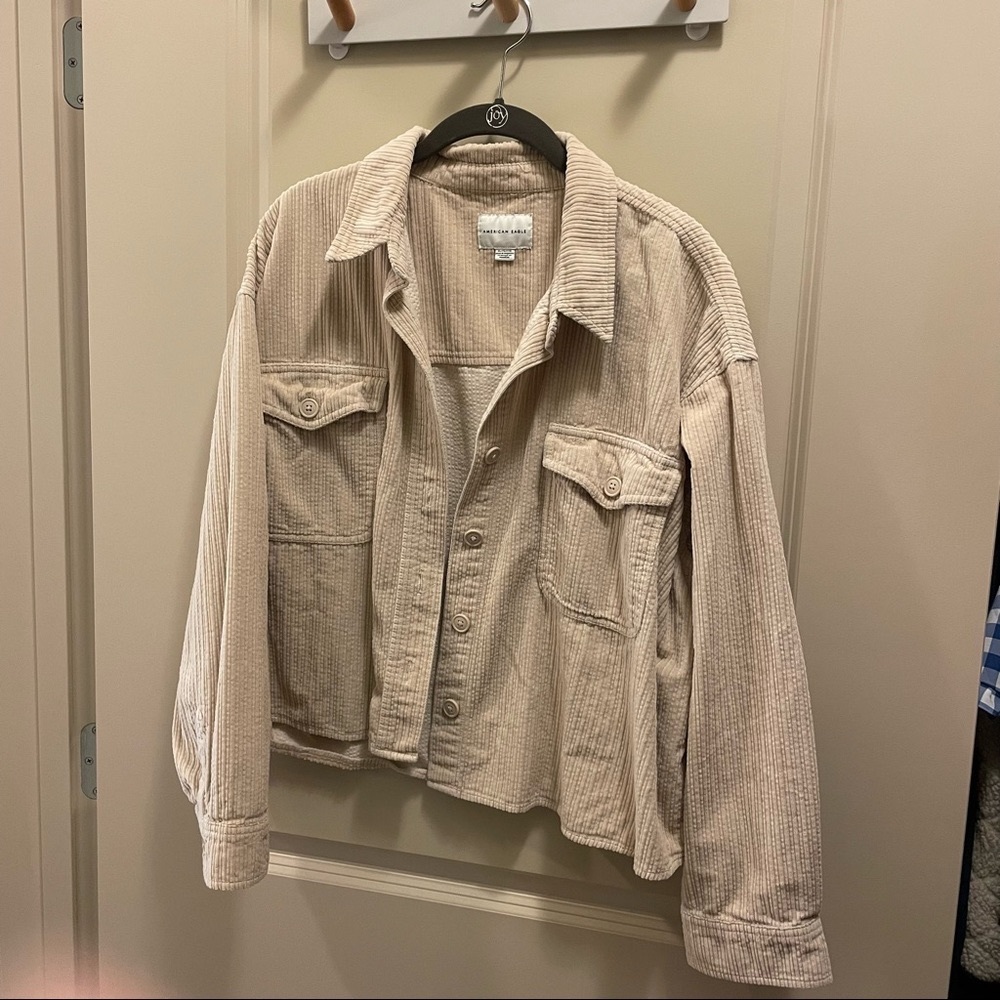 American Eagle Cropped Corduroy Shacket